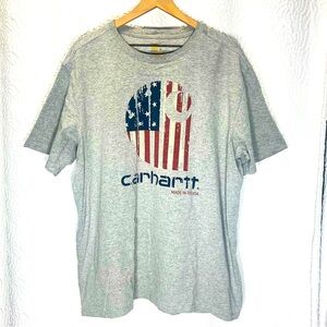 CARHARTT Relaxed Fit American Flag Logo Shirt Sleeve Tee